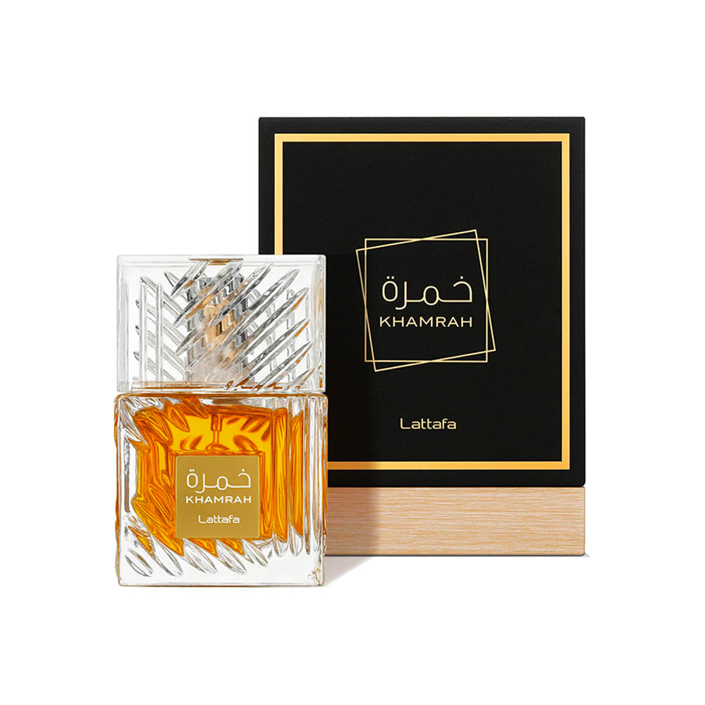 Parfum Khamrah Lattafa bouteille verre ciselé